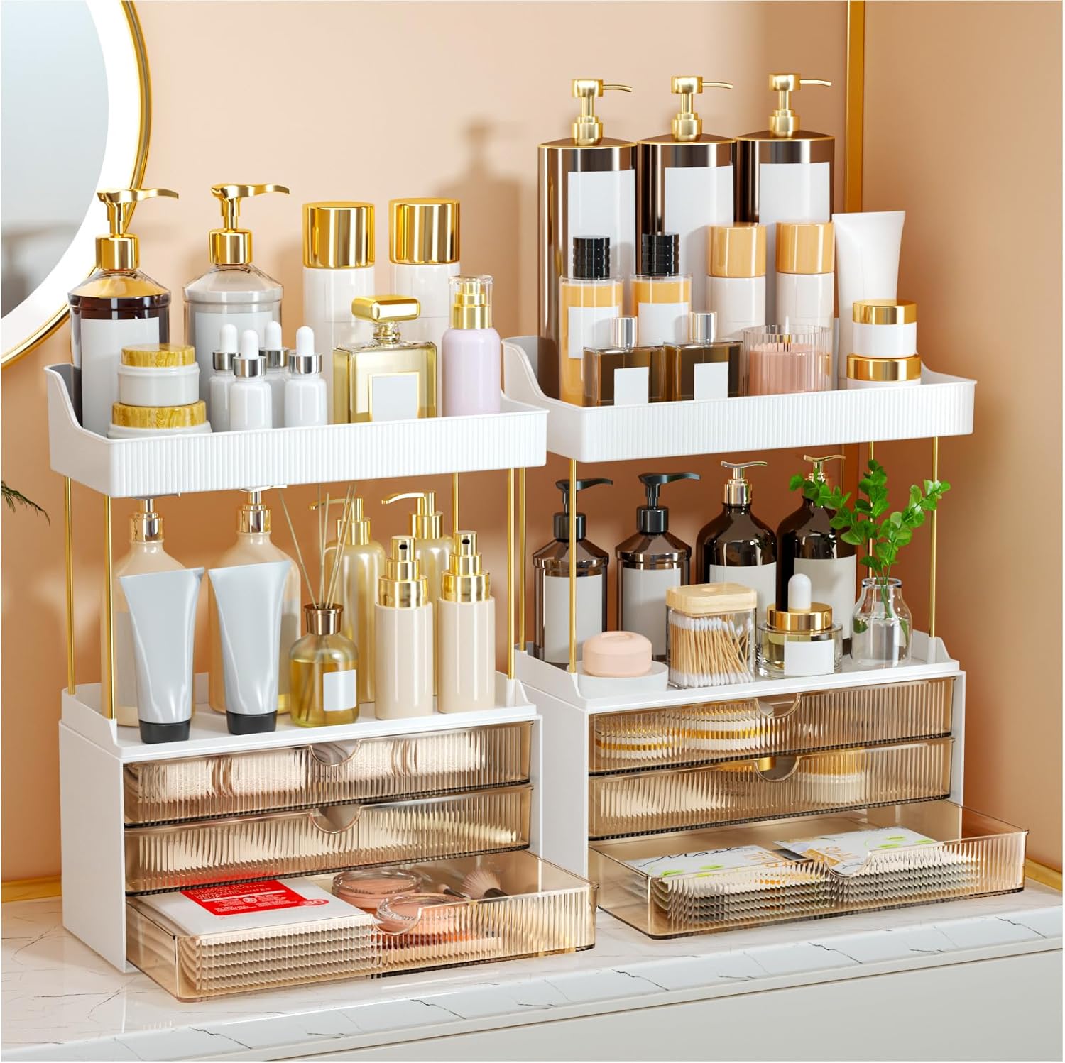 5 Tier Makeup Organizer with 3 Drawers for Skincare Storage