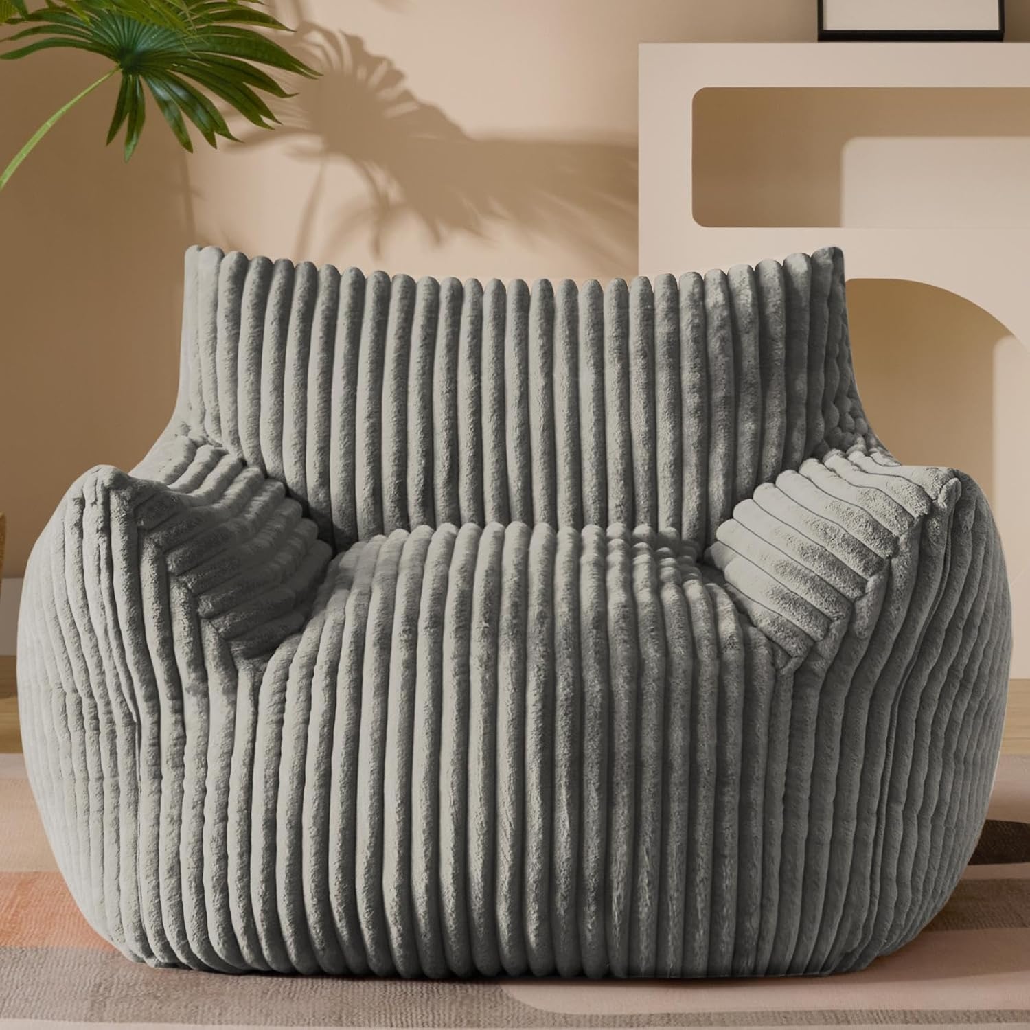Giant Plush Bean Bag Chair for Adults with Armrests - Cozy Lounge