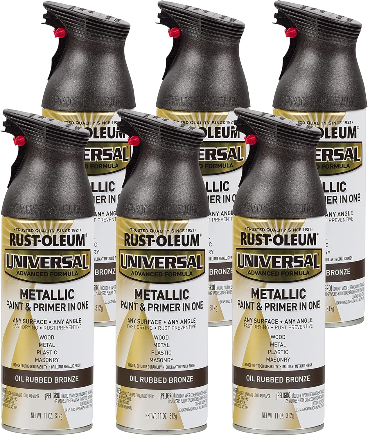 Rust-Oleum Universal All Surface Metallic Spray Paint, 6 Pack