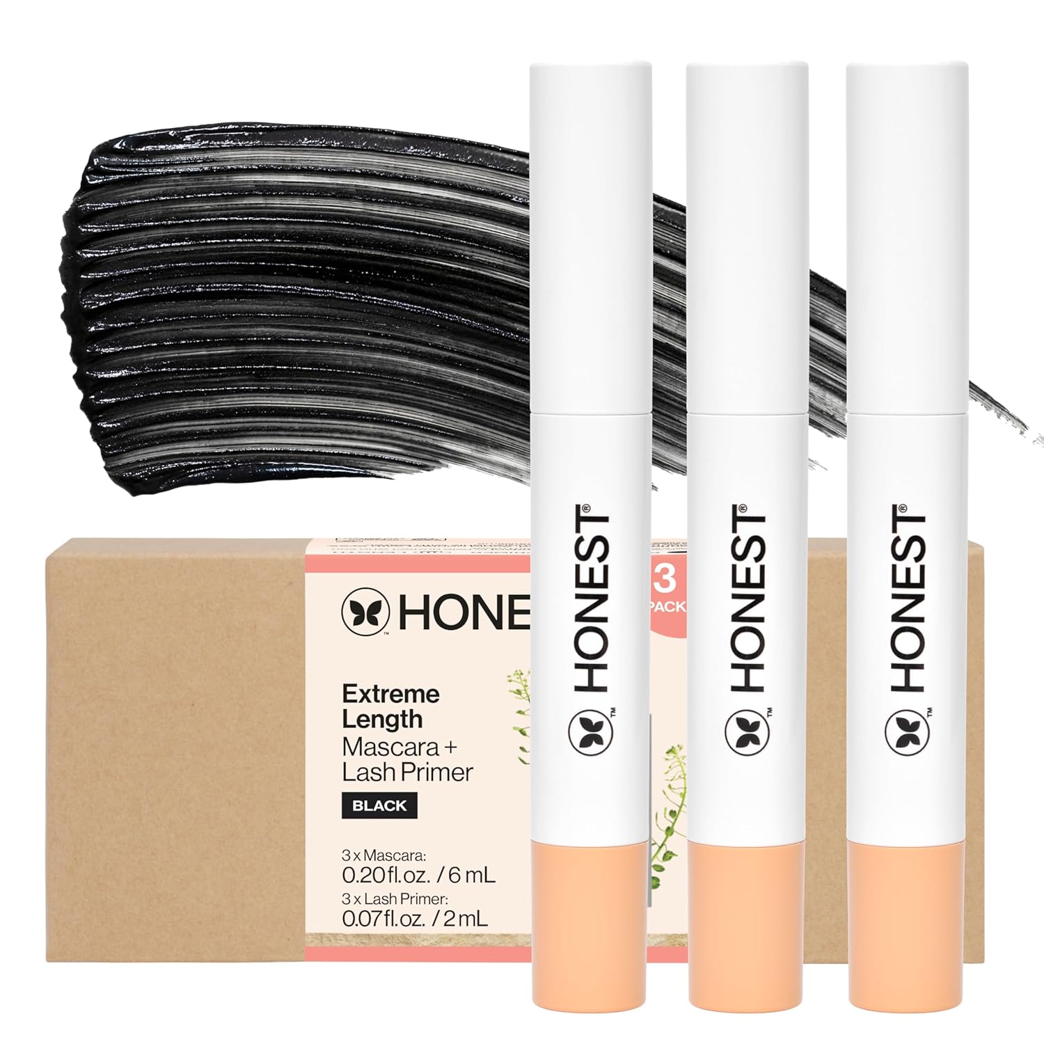 Honest Beauty 2-in-1 Extreme Length Mascara + Lash Primer 3-Pack