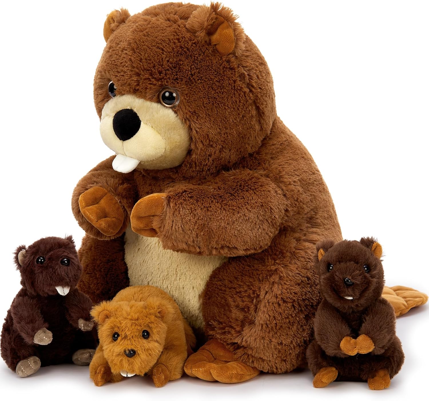 MaoGoLan 17.7in Beaver Stuffed Animals with Three Babies Inside