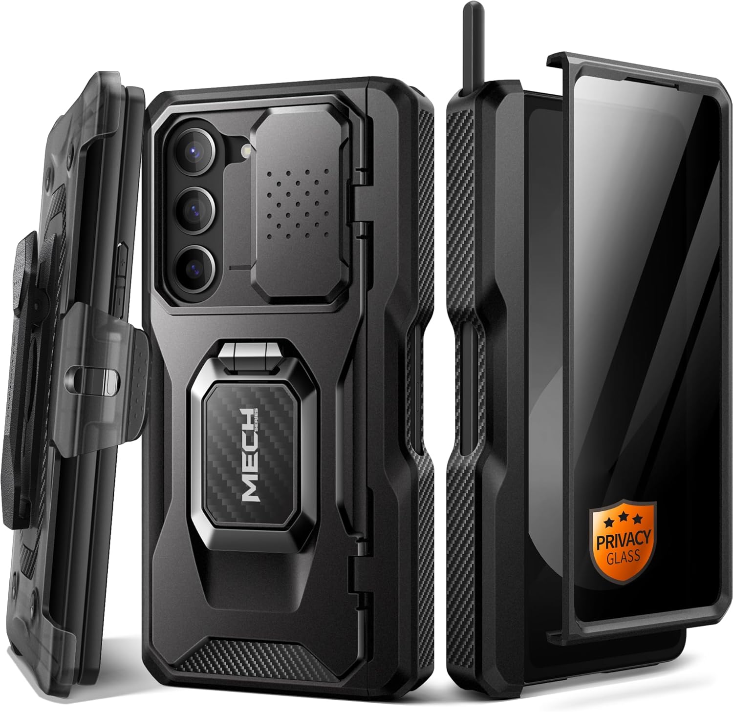 TONGATE Z Fold 6 Case with Ring Stand & S Pen Holder for 2024