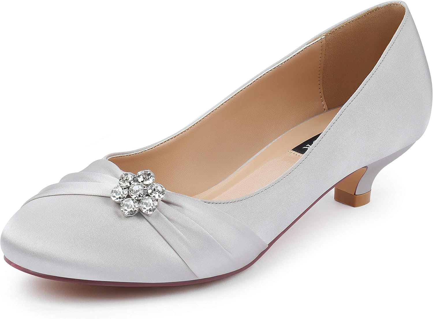 ERIJUNOR Women Closed Toe Comfort Kitten Heels for Weddings