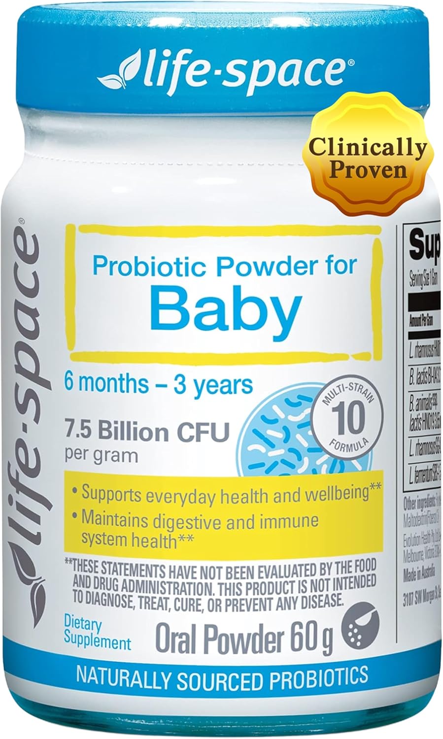 Life-Space Probiotic Powder for Babies 0-36 Months, 7.5 Billion CFU