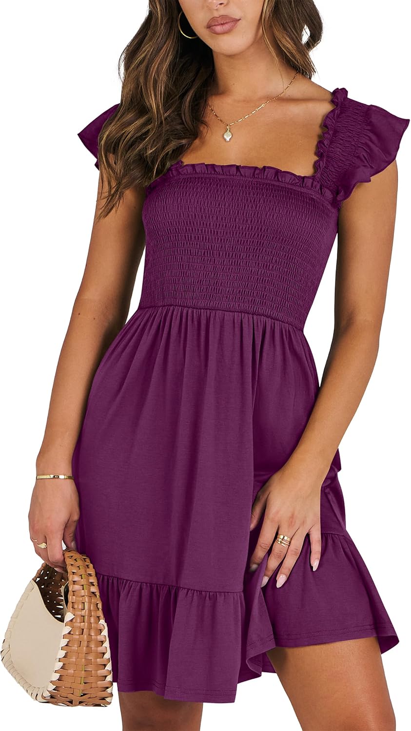 Stylish Women's Summer Casual Sleeveless Square Neck Dress
