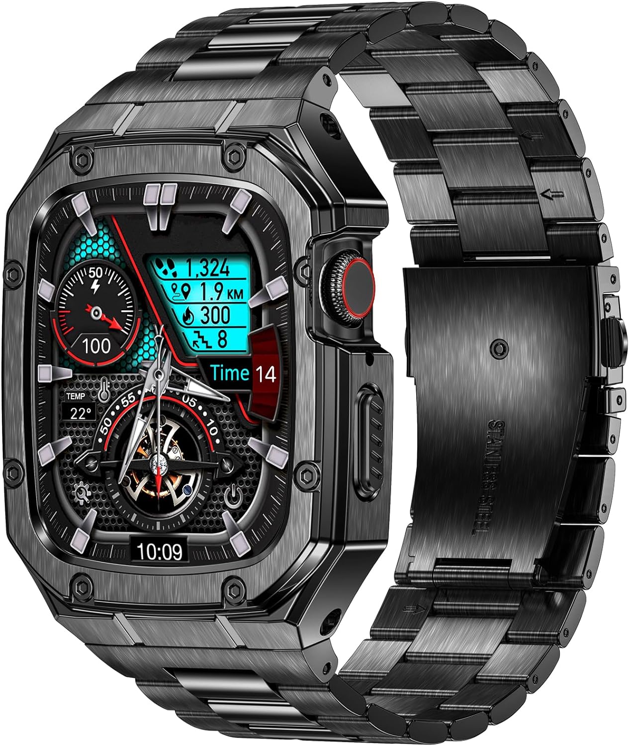 BAITEYOU Rugged Stainless Band + Bumper for Apple Watch