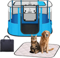 Portable Pet Playpen with Waterproof Pad - Collapsible Large Travel