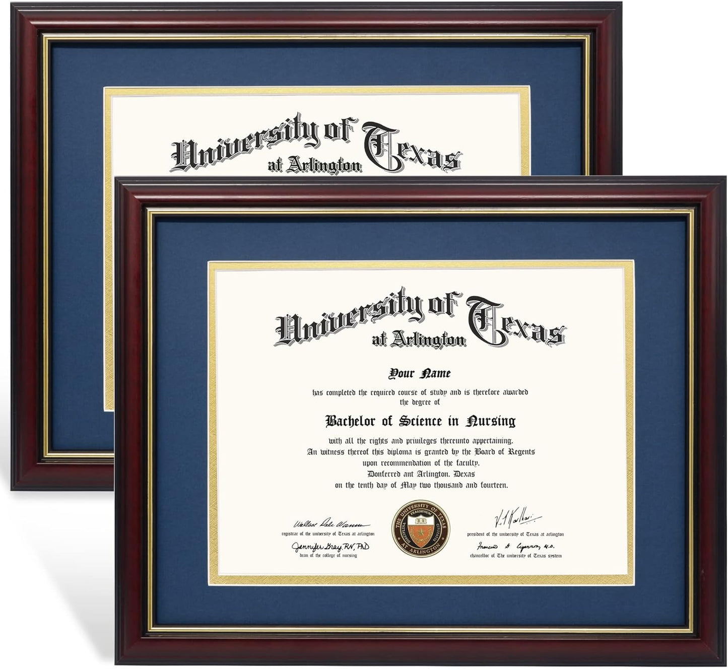 GraduationMall 8.5x11 Diploma Frame with Navy over Gold Mat