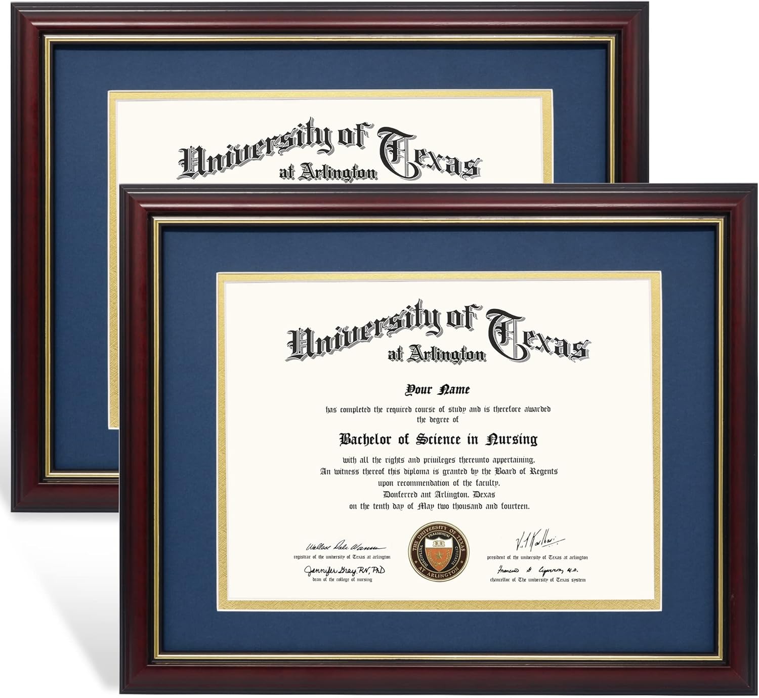 GraduationMall 8.5x11 Diploma Frame with Navy over Gold Mat