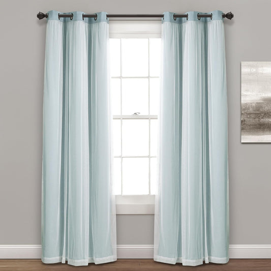 Lush Decor Sheer Grommet Curtains with Insulated Blackout Lining