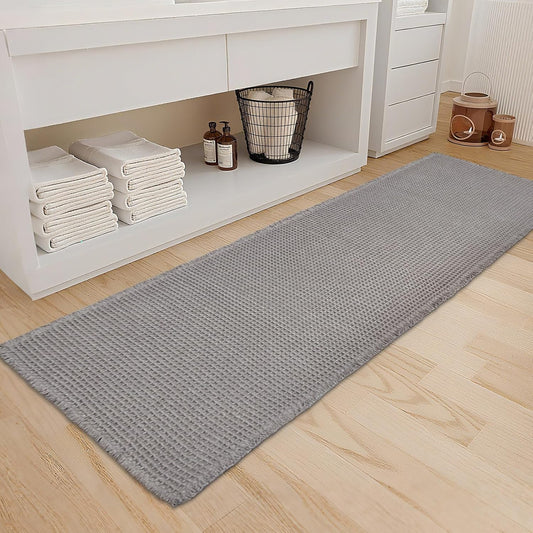 ZALL Grey Waffle Bath Mat - Super Absorbent Non Slip Rug
