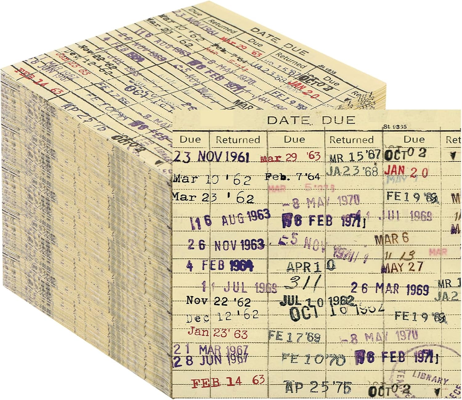 Vintage Library Due Date Card Napkins - Pack of 50