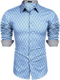 Men's Business Dress Shirt Long Sleeve Slim Fit - Casual Button Down