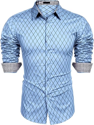 COOFANDY Men's Business Dress Shirt Long Sleeve Slim Fit Style