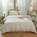 Floral Comforter Set Full 3 Pcs Vintage White Pink Flower - Soft