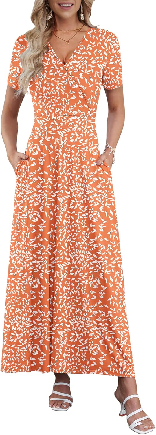 AUSELILY Maxi Dresses for Women with Pockets and Floral Print