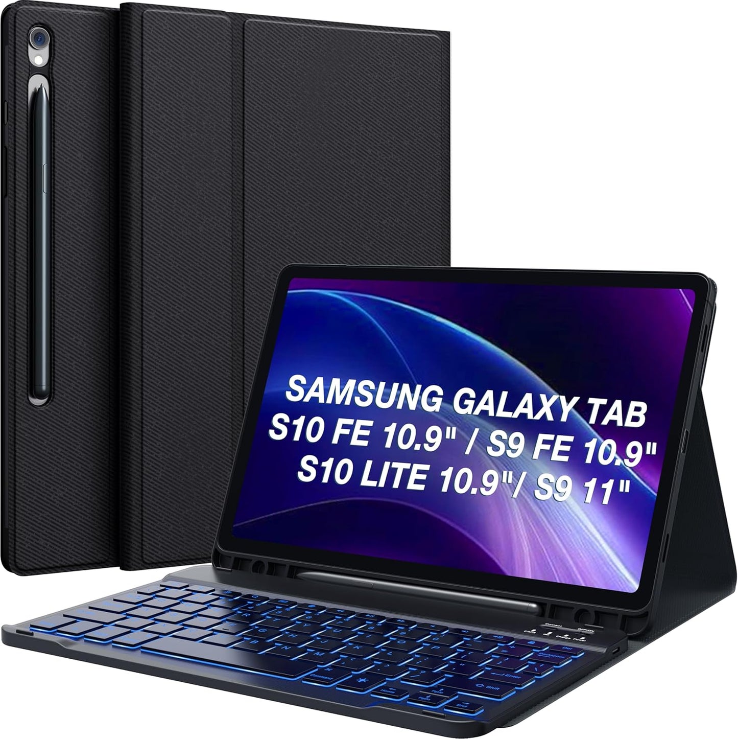 CHESONA Galaxy Tab S9 FE Case with Backlit Keyboard & S Pen Holder