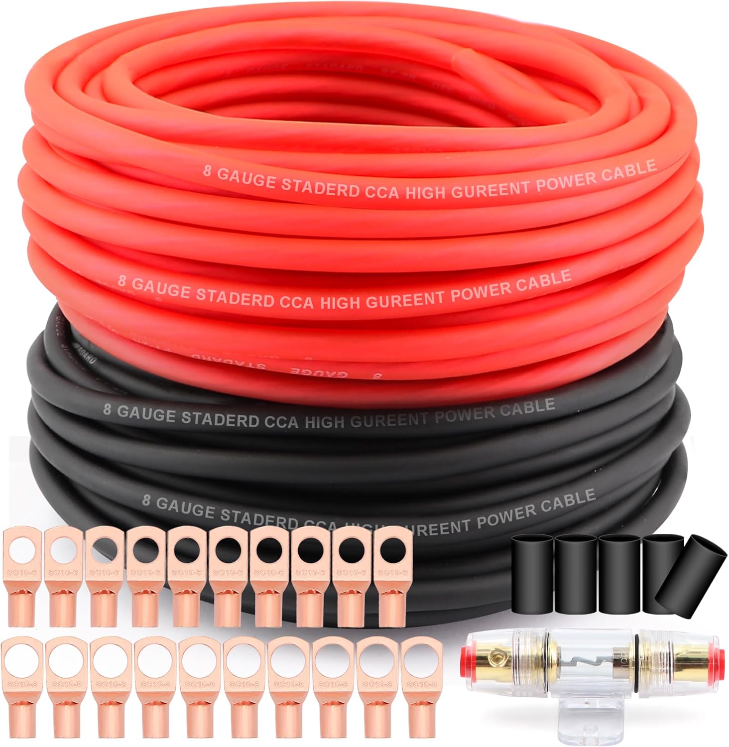 AWG 8 Gauge Wire Cable Kit for Audio Speaker and Power Inverter
