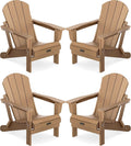 Folding Adirondack Chair Set of 4 Brown - Wide Seat, Weather Resistant