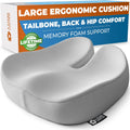 Large Memory Foam Seat Cushion for Tailbone Pain Relief - Light Gray