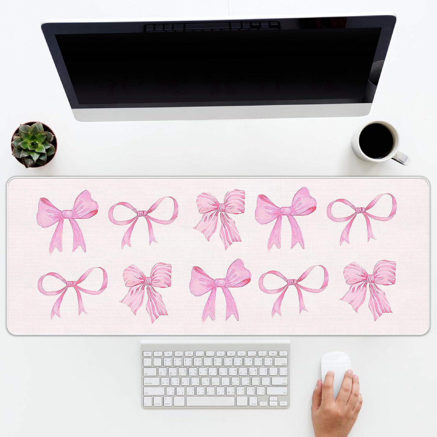 Pink Coquette Bow XXL Mouse Pad - Vintage Chic Must-Have!