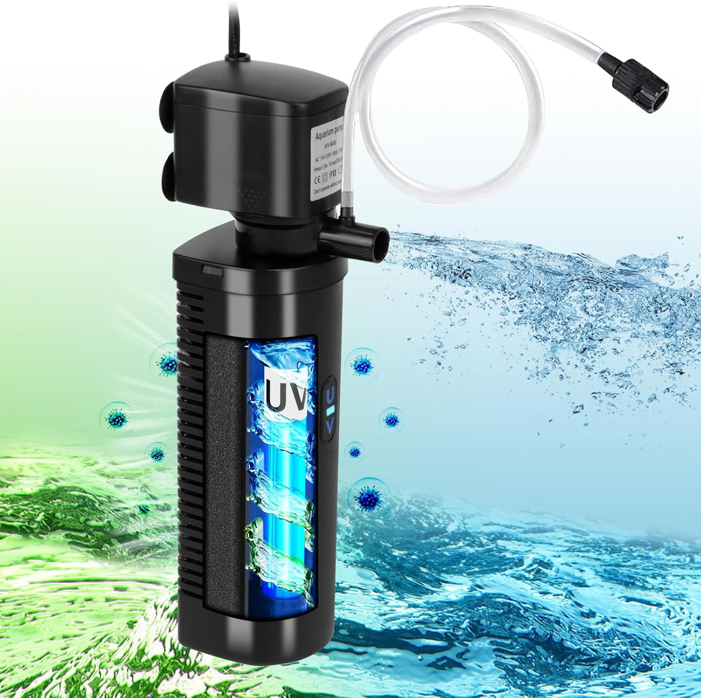 TARARIUM Aquarium Filter U-V for 20-75 Gallon Fish Tanks