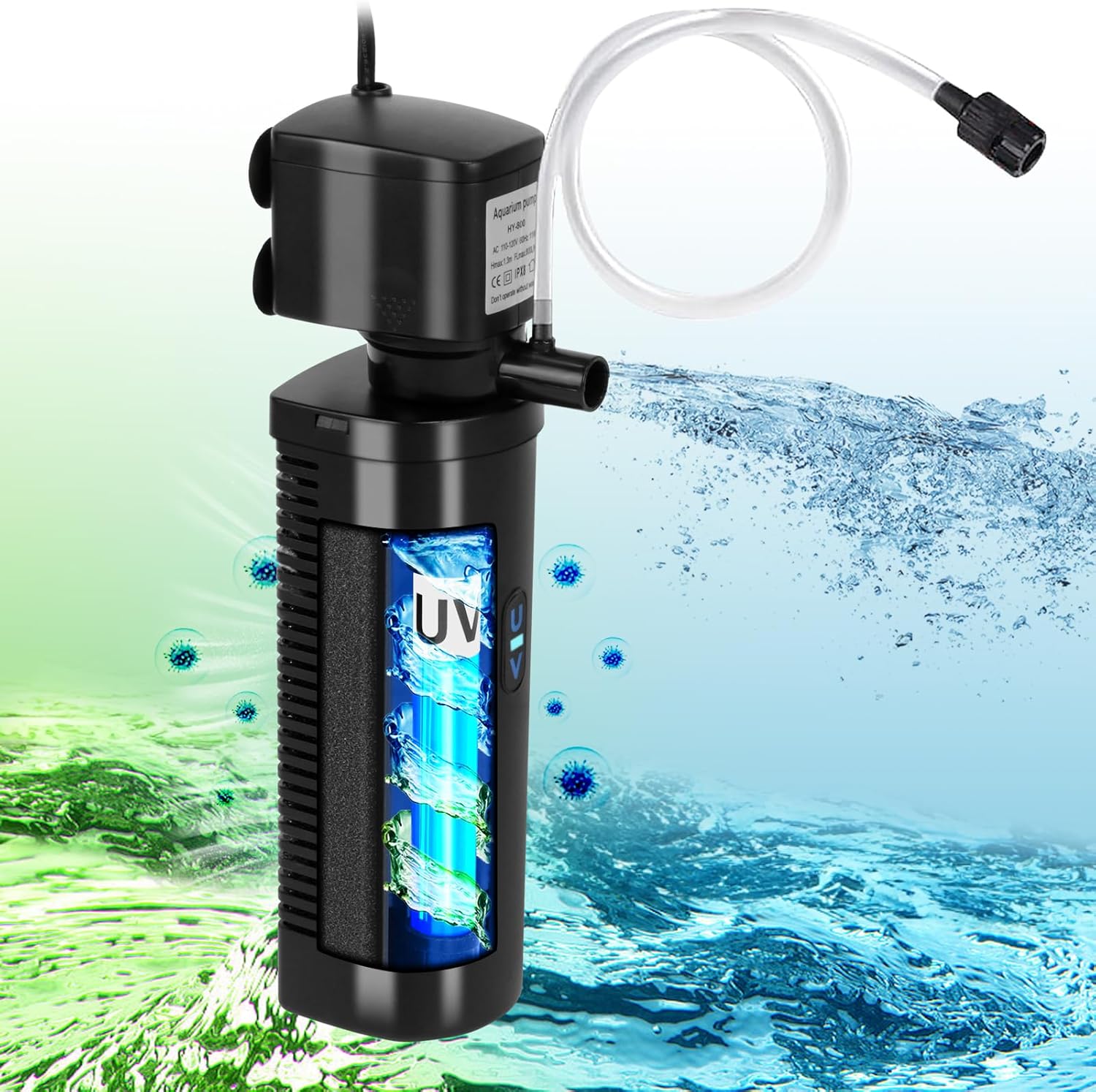 TARARIUM Aquarium Filter U-V for 20-75 Gallon Fish Tanks