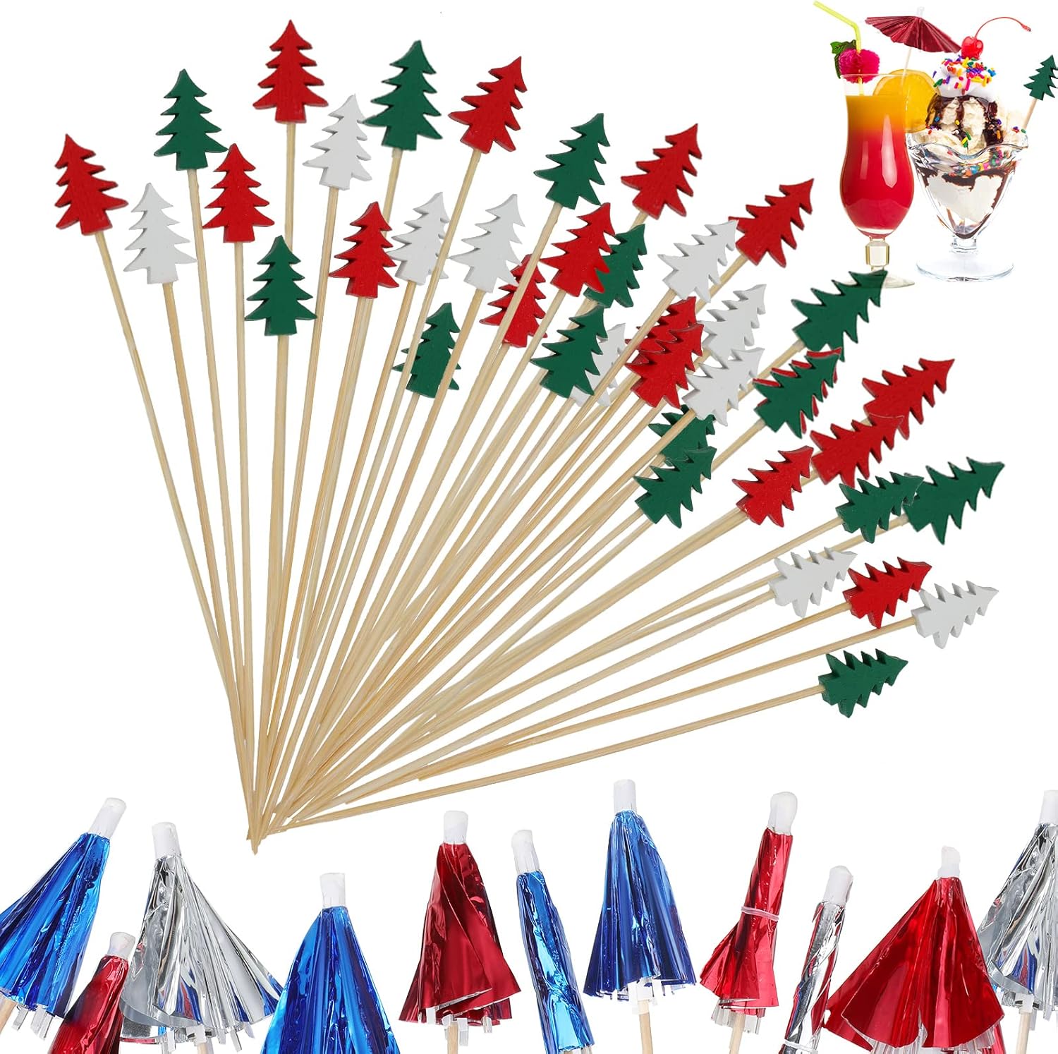 Decorative Christmas Cocktail Picks - 160 PCS