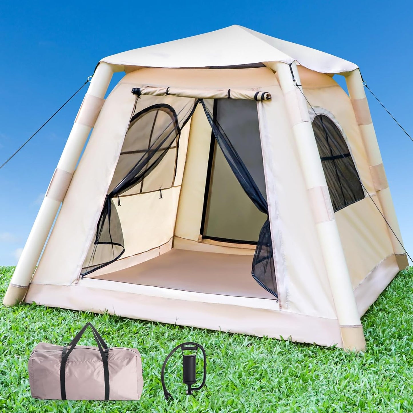 4 Season Inflatable Glamping Tent - Quick Setup, Waterproof, 2-4 Person
