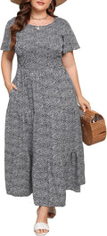 Younrui Womens Plus Size Long Maxi Dress with Pockets