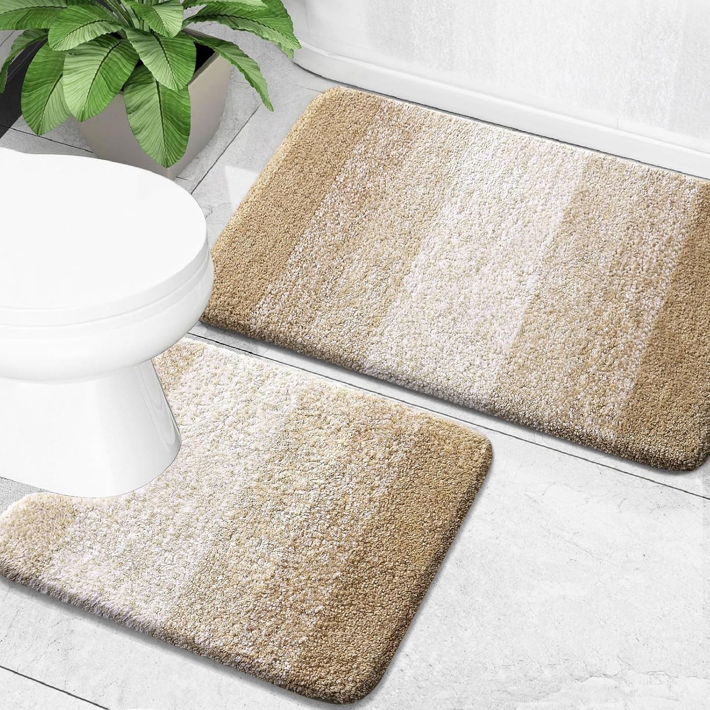 OLANLY Bathroom Rug Set 2 Piece Soft Absorbent Microfiber Mats