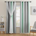 Green Grey Curtains for Girls Bedroom Decor - Blackout Star Panels