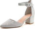 Pointed Toe Pumps Ankle Strap Chunky Block Heel - Dress Pumps LAICIGO