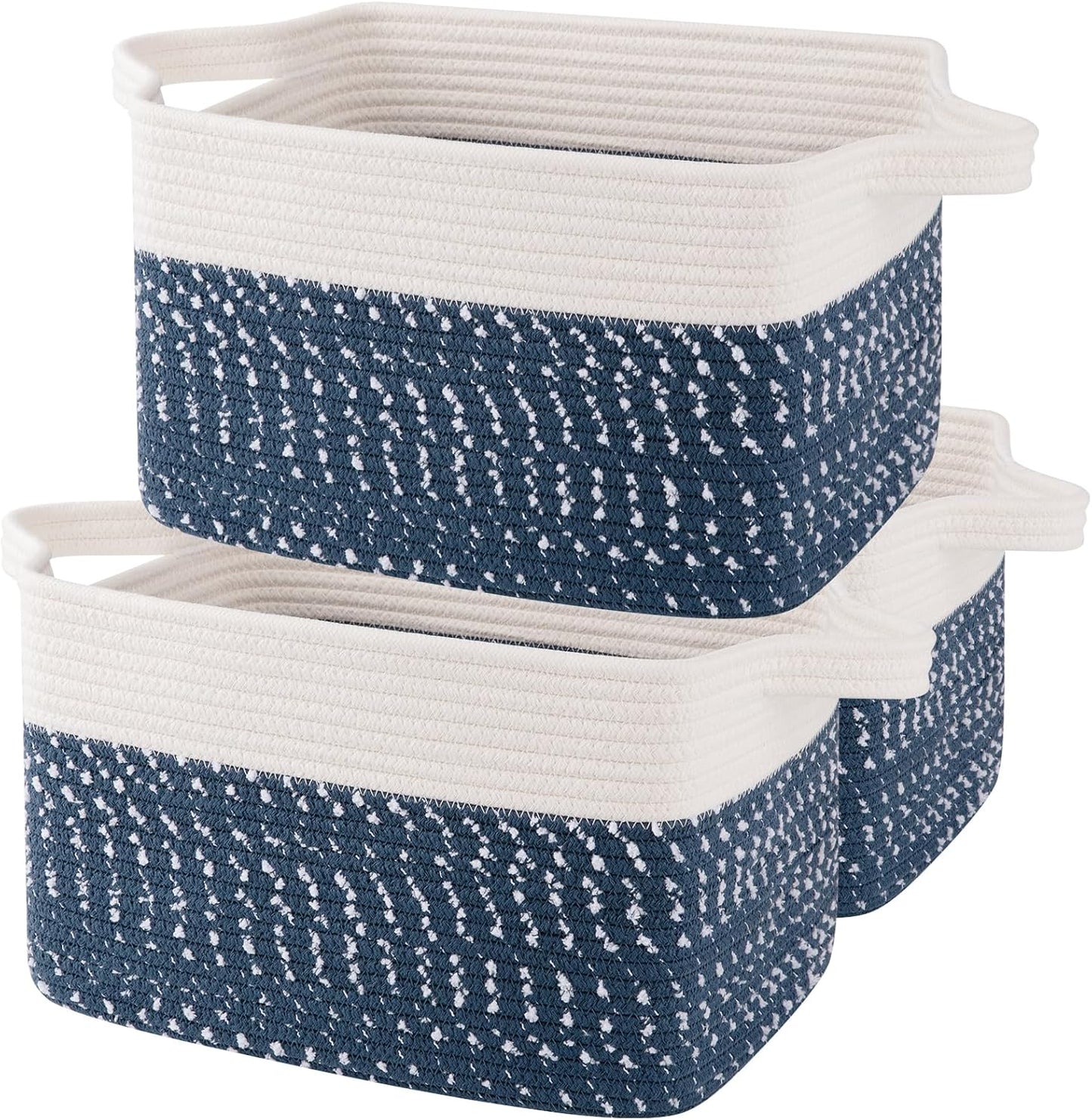 OIAHOMY Storage Basket Set - Woven Cotton Rope Baskets for Home