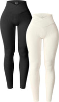 Women's 2 Piece Ribbed Seamless Yoga Leggings Pack - High Waist
