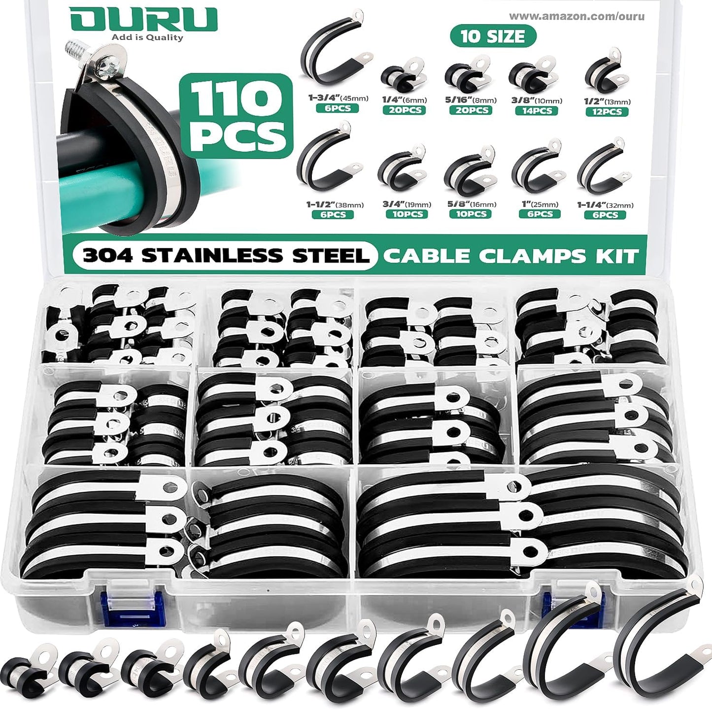 110PCS Cable Clamps Assortment Kit for All Your Needs