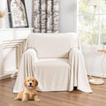 MYSKY HOME White Armchair Couch Cover for Dogs and Furniture