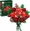 Christmas Poinsettia Flower Bouquet Building Set for Adults