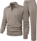 Men's 2 Piece Quarter Zipper Tracksuit - Lightweight Jacquard Set