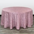 132 Inch Round Crinkle Taffeta Tablecloth in Dusty Rose