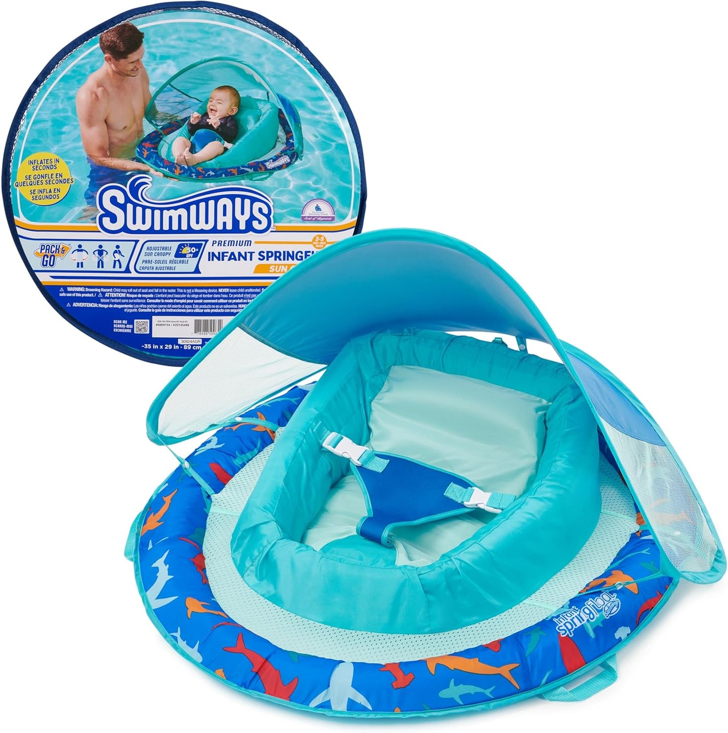 Swimways Infant Spring Float with Canopy for Baby Pool Fun