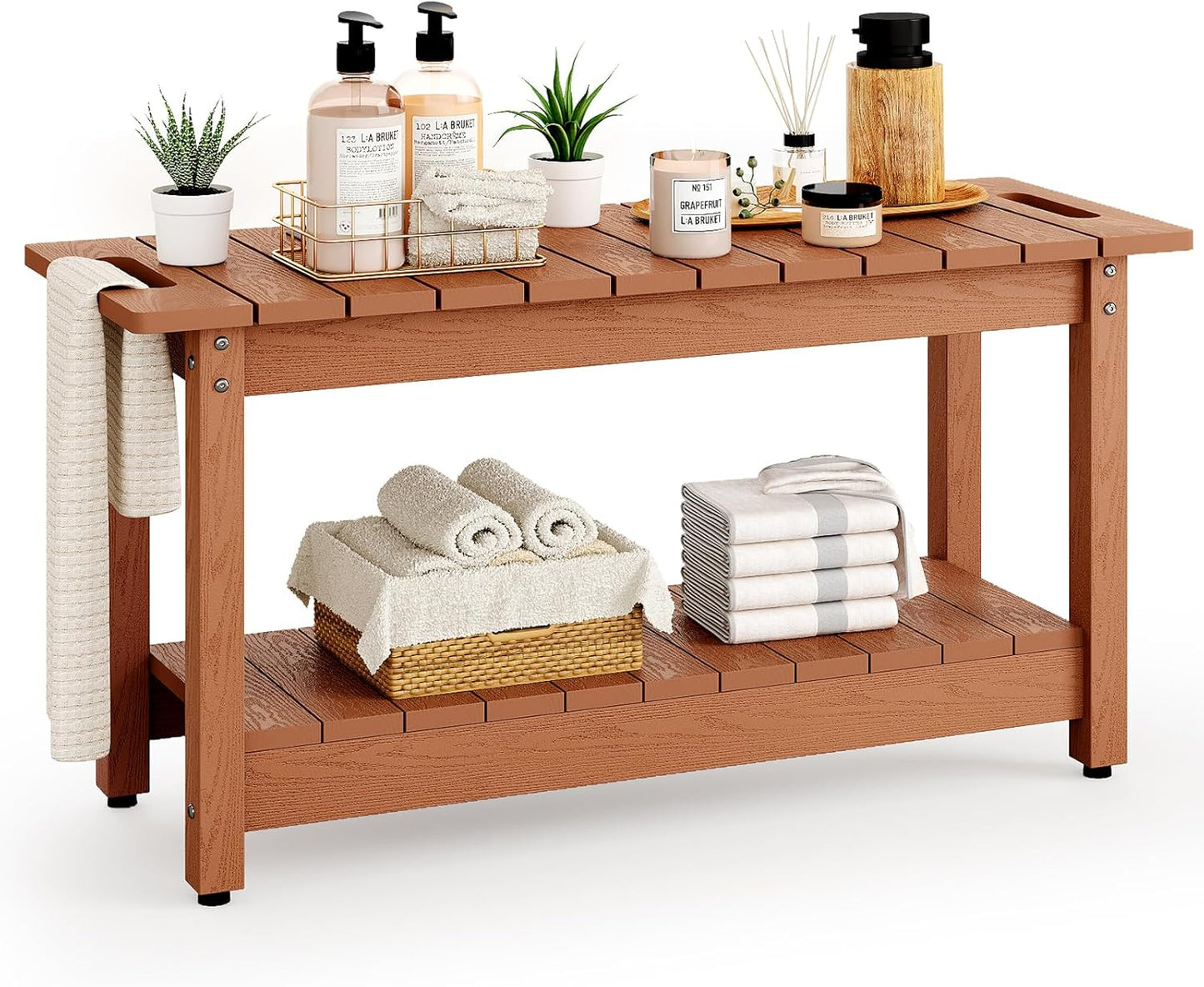 35 Shower Bench Waterproof Poly Lumber Stool for Shaving Legs