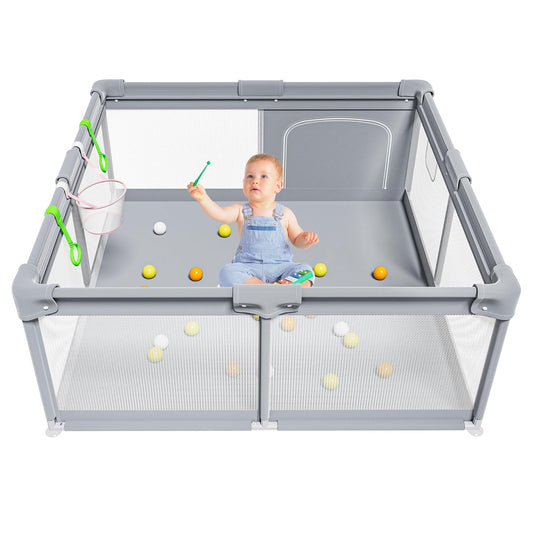 15-Panel Baby Play Yard with Breathable Mesh