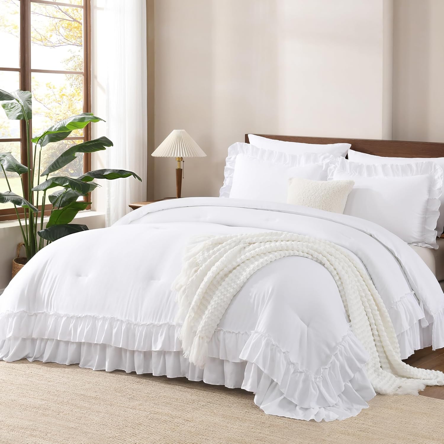 Andency White Twin Size Comforter Set for Cozy All-Season Comfort