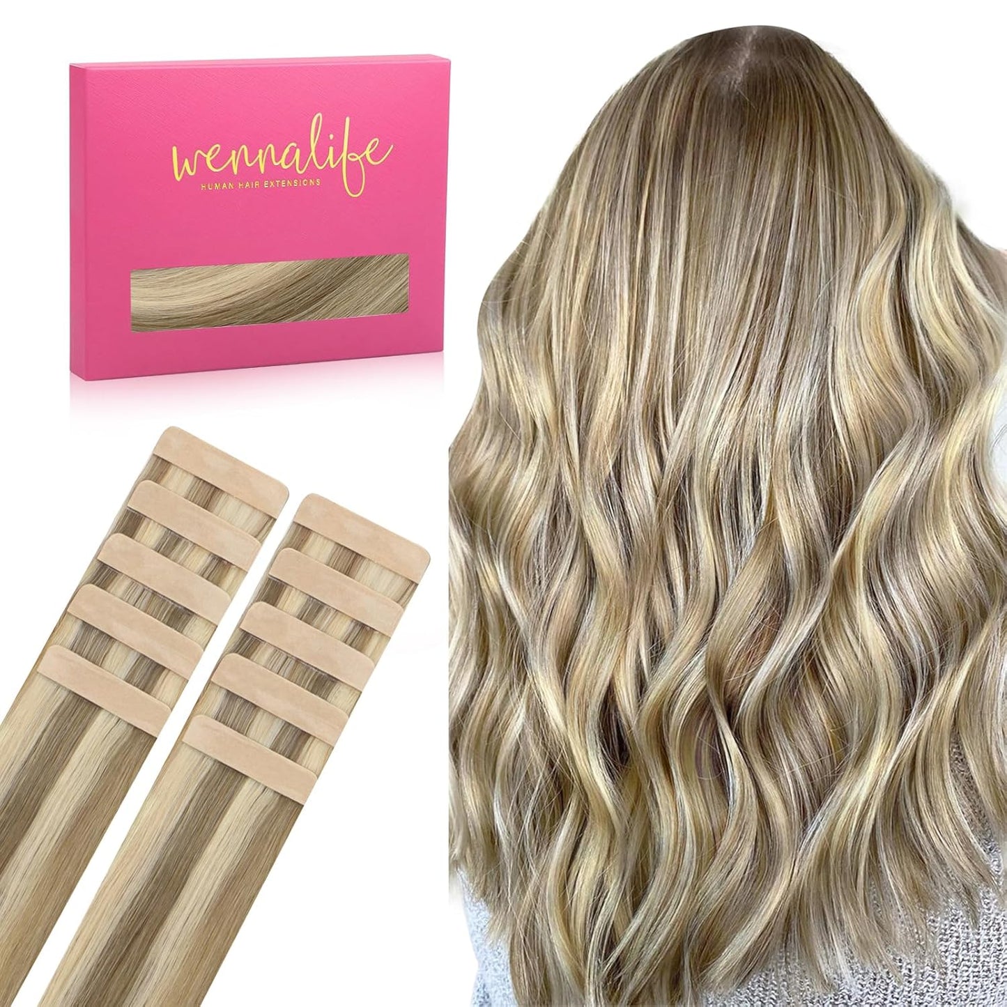 Wennalife Human Hair Tape Extensions for Stunning Highlights