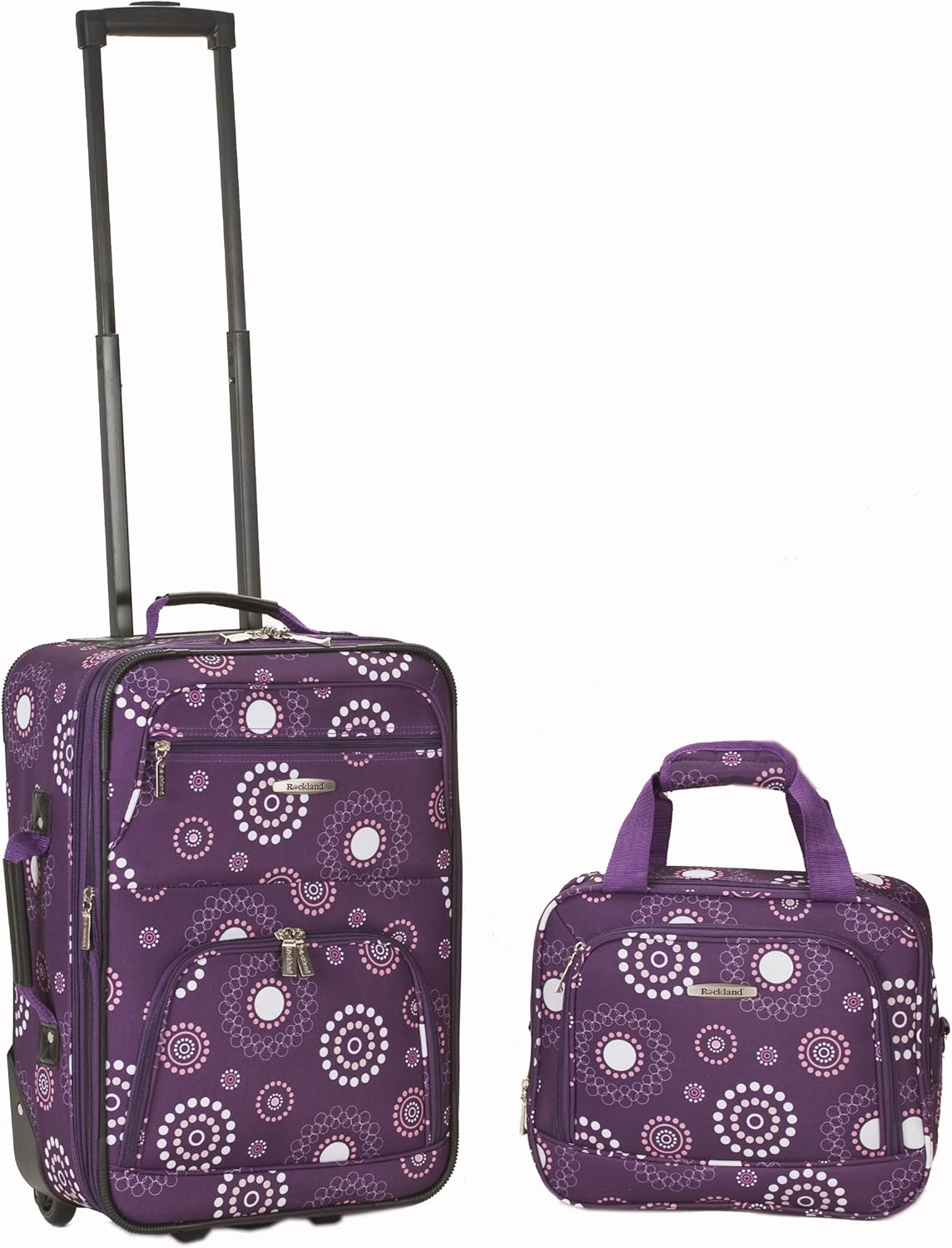 Rockland Fashion Softside Luggage Set - Expandable Purple Pearl