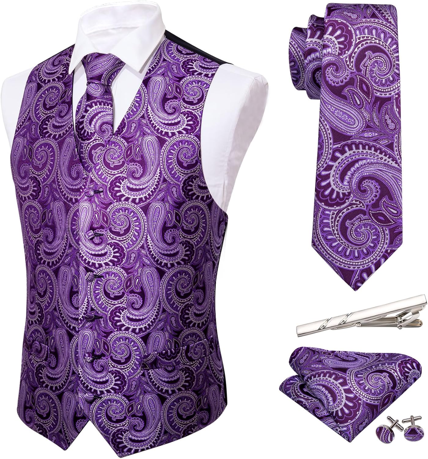 Barry.Wang Men's Suit Vest Set for Weddings and Formal Events