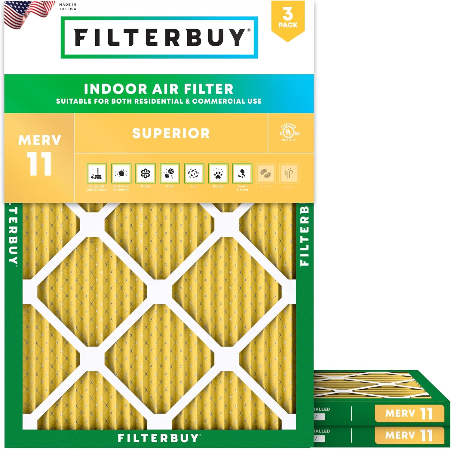 Filterbuy 14x16x1 Air Filter MERV 11 for Pet & Allergy Defense