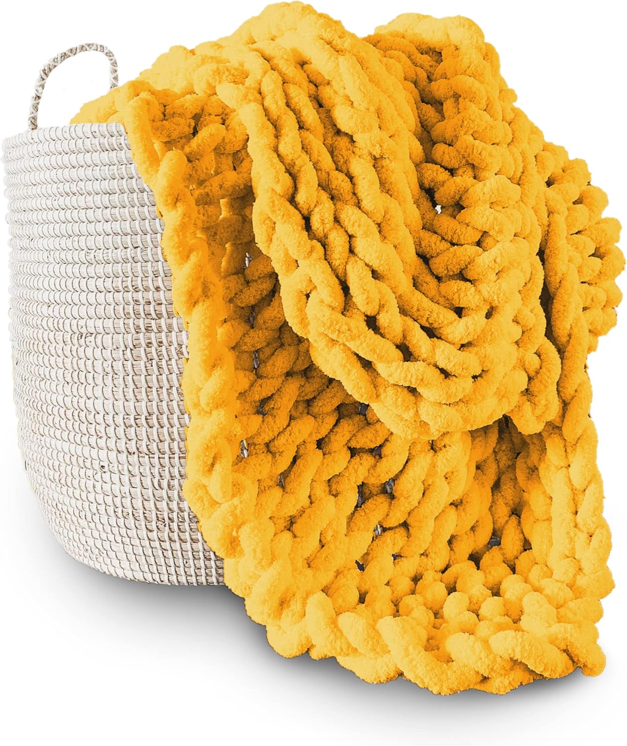 Adyrescia Chunky Knit Blanket Throw - Cozy Harvest Yellow Comfort