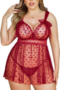 Plus Size Lace Babydoll Chemise Lingerie - Flattering Sheer Nightwear